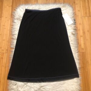 J. Jill Flowy Mesh Contrast Stitched Matte Jersey Black Mini Skirt size M NWT